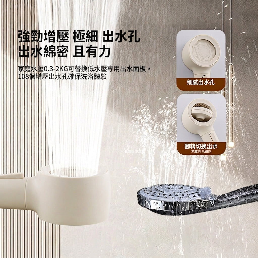3D按摩增壓蓮蓬頭｜強勁增壓・按壓止水一鍵切換